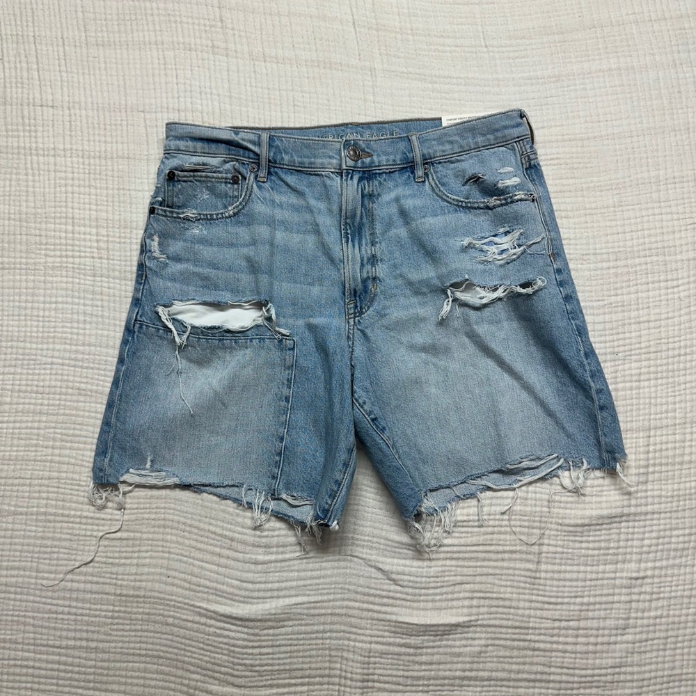 NWT WOMEN'S AMERICAN EAGLE 90'S BOYFRIEND SHORTS LONG LENGTH SZ.14 patch pocket